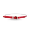CARRIE - Womens Red Patent Skinny Leather Belt With Silver Buckle