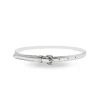 CARRIE - Womens Silver Patent Skinny Leather Belt With Silver Buckle