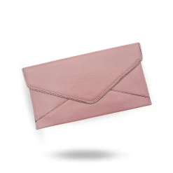 CASTLECRAG - Dusty Rose Pink Genuine Leather Clutch With Zipper Detailing
