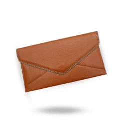 CASTLECRAG - Brown Genuine Pebbled Leather Clutch With Zipper Detailing