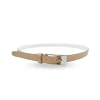 DEANEEN - Women's Nude Beige Genuine Leather Skinny Belt