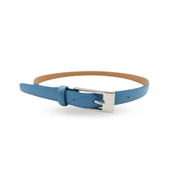 DEANEEN - Womens Azure Blue Genuine Leather Thin Belt