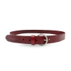ESPERANCE - Women's Burgundy Genuine Leather Belt With Round Silver Buckle