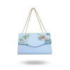 IVANHOE - Addison Road Blue Leather Clutch Bag With Tropical Print