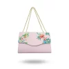 IVANHOE - Addison Road Blush Leather Clutch Bag With Tropical Print