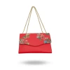 IVANHOE - Addison Road Red Leather Clutch Bag With Tropical Print