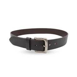 JASPER - Mens Brown Leather Belt With Antique Silver Buckle