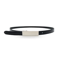 KIMBERLY - Women's Black Matte Genuine Leather Belt With Silver Buckle
