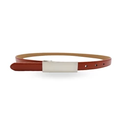KIMBERLY - Women's Brown Matte Genuine Leather Belt With Silver Buckle