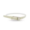 LACEY - Womens Off-White Skinny Genuine Leather Patent Belt With Silver Buckle