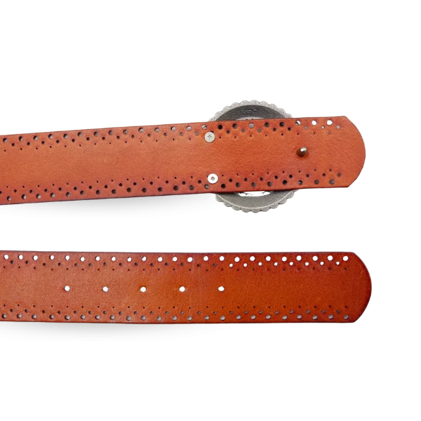 LILYDALE - Women's Tan Genuine Leather Belt With Round Silver Buckle - Image 4