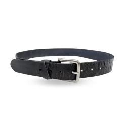 LLOYD - Mens Black Leather Crackle Detail Belt With Silver Buckle