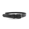 LOLA - Womens Black Embossed Pattern Leather Belt With Silver Buckle