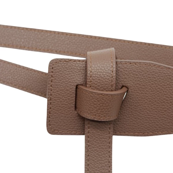 MARINA - Women's Latte Genuine Leather Knot Waist Belt - Image 6