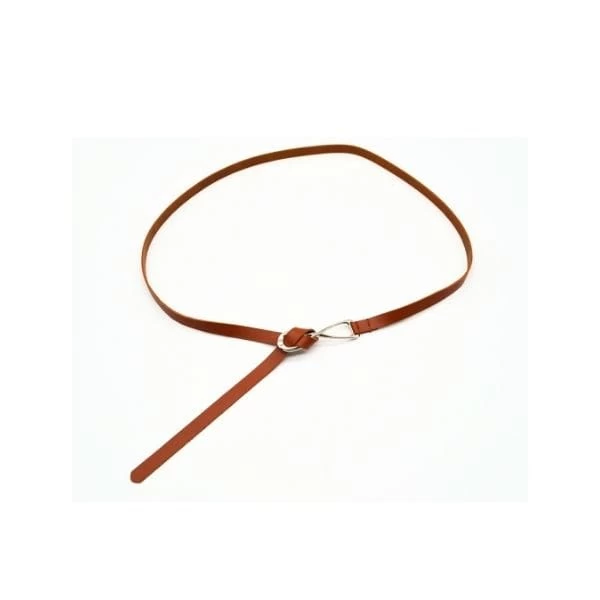 MARENGO - Women's Black Genuine Leather Skinny Belt - Image 5