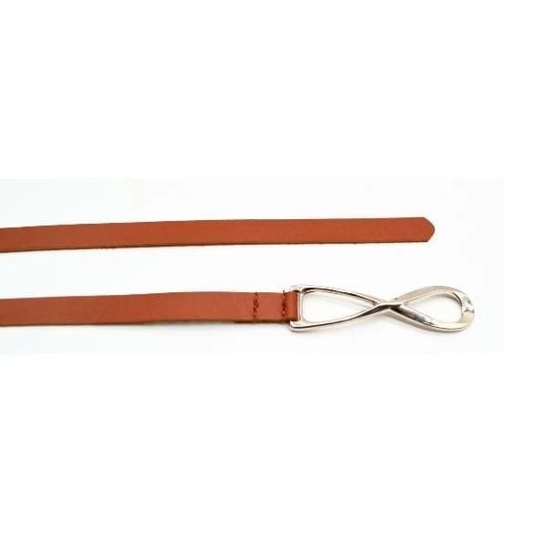 MARENGO - Women's Tan Genuine Leather Skinny Belt - Image 2