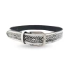 NEDINE - Unisex Black And Cream Leather Belt - CLEARANCE
