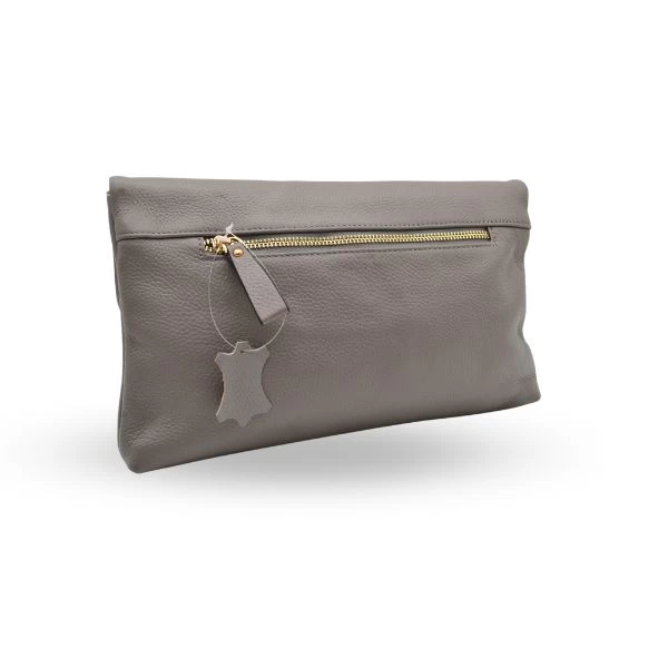 Gift Set | CENTENNIAL PARK - Womens Grey Pebbled Leather Clutch Bag & CREMORNE Leather Fold Wallet - Image 2