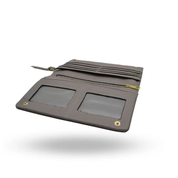 Gift Set | CENTENNIAL PARK - Womens Grey Pebbled Leather Clutch Bag & CREMORNE Leather Fold Wallet - Image 3