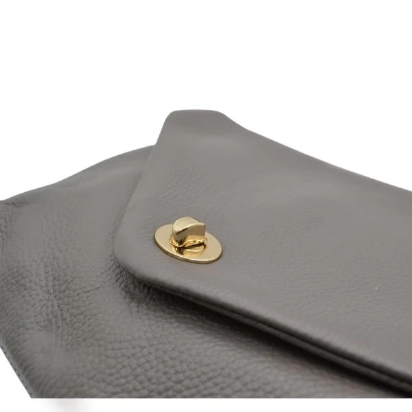 Gift Set | CENTENNIAL PARK - Womens Grey Pebbled Leather Clutch Bag & CREMORNE Leather Fold Wallet - Image 4