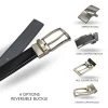 BRAKEN- Mens Black Matte & Glossy Reversible Belt & Select Your Own Buckle