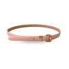 QUEENS PARK - Blush Pink Patent Leather Skinny Belt With Gold Buckle