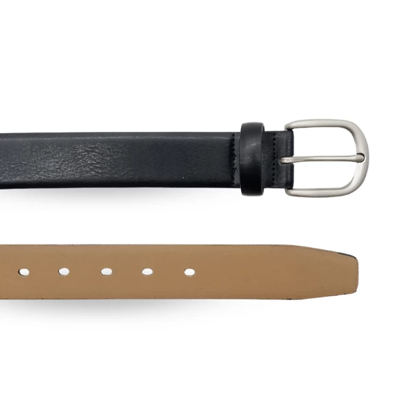 PETER - Men's Black Genuine Leather Belt With Silver Pin Buckle - Image 2