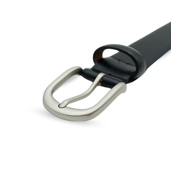 PETER - Men's Black Genuine Leather Belt With Silver Pin Buckle - Image 3