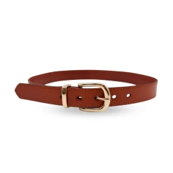SOUTH BEACH - Addison Road Women's Tan Genuine Leather Belt With Gold Buckle