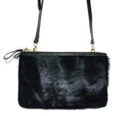 ST KILDA - Addison Road Black Genuine Leather Crossbody With Black Calf Hair
