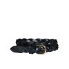 WAVERLY - Womens Black Skinny Leather Plaited Belt With Gold Buckle